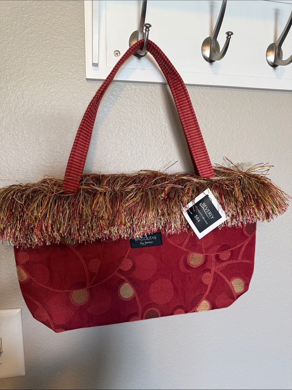 Rust Patterned Fringe Tote